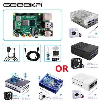 Novo! GeeekPi Raspberry Pi Modelo de 4 B 8 GB/4 GB/2 gb de RAM ABS Arylic Caso Shell DIY Kit Completo com Dissipadores de calor da Fonte de Alimentação e Cartão SD