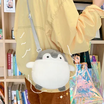 Novo Japonês Garota Kawaii Penguin Messenger Bag Mulheres Luxuoso Bonito Saco De Ombro Cartoon Ins Boneca Brinquedo De Pelúcia Saco