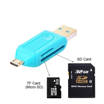 NOVO Micro USB tipo a c & USB 2 em 1 OTG Leitor de Cartão de Alta velocidade USB2.0 Universal OTG TF/SD para Android Computador Cabeçalhos de Extensão