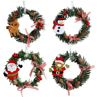 Novo Mini PVC Guirlanda de Natal DIY de Natal Enfeite Com Elk do Boneco de neve, Papai Noel, Enfeites de Natal, Guirlanda de Porta de Decorações de Janela
