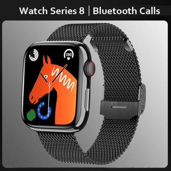 Novo NFC Smart Assistir Série 8 do Esporte Relógio de Fitness Homens de Chamada Bluetooth Integral à prova d'água Toque de Monitor de frequência Cardíaca Smartwatch Mulheres