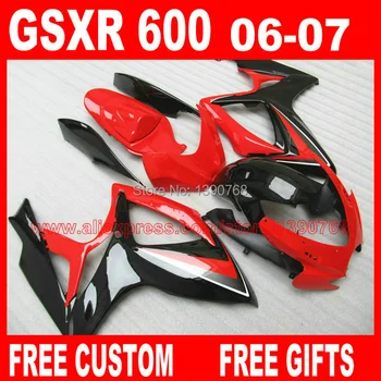 NOVO QUENTE ABS na carenagem kit para 06 07 SUZUKI K6 GSX-R 600 750 preto brilhante vermelho carroçaria carenagens conjunto gsxr600 2006 GSXR750 2007 Cc23