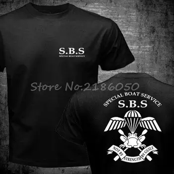 Novo SBS Special Boat Service (Reino Unido Forças Especiais da Marinha, Exército Sas T-shirt Mens Harajuku Preto de Algodão T-Shirt