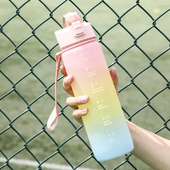 Novos Esportes de Água 1 Litro Garrafa com Palha Exterior de Viagem Portátil Claro 1l de Água Garrafa Plástica de Minha Garrafa de Bebida BPA Livre