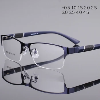 NYWOOH Anti Luz Azul Terminou Miopia Óculos de Homens de Negócios, Computador de Óculos com Armação de Metal Curto da Vista de Óculos -1.0 -4.5