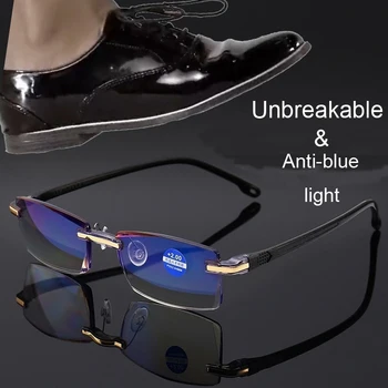 Não ou Azul de Luz de Bloqueio de Óculos sem aro Óculos de Leitura Mulheres Homens Praça sem moldura, com Presbiopia +1.0 1.5 2.5 4.0