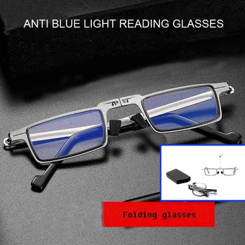 Não ou Dobramento Anti Blue-ray Óculos de Leitura Para as Mulheres Portátil Ultra-fino Óculos de Leitura Para Homens de Papel, Copos de Metal Óculos