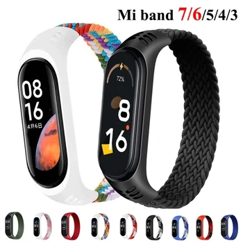 O bracelete para o Xiaomi Mi banda 6 7 Cinta de Nylon Trançado solo loop pulseira bracelete Miband5 Pulseira de cinto de Mi banda 5 4 3 6 correa