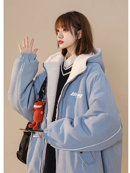 O Coreano Moda Inverno Nova Chique Casacos De Lã Para As Mulheres 2022 Oversize Com Capuz Acolchoado Jaqueta De Beisebol Mulheres Casuais Roupas De Algodão