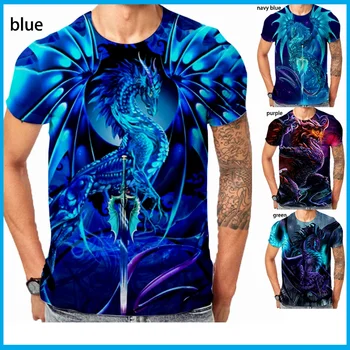 O mais novo Dragão Azul 3D Amantes Impresso Personalizado Homens Momen T-shirt