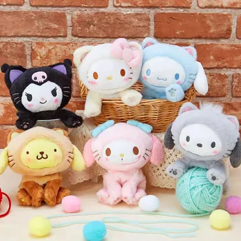 O Novo Sanrio, Torna-se Um Gato Série Kuromi Cinnamoroll Mymelody de Pelúcia Boneca Brinquedo Pequeno Pingente de Presente de natal para Amigos e Familiares