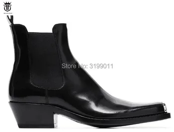 O PE.LANCELOT 2020 Homens de ferro toe Botas homens Chelsea boots de moda de Estilo de Homens Botas med calcanhar homens de preto botas de metal toe botas masculinas