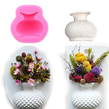 O Vaso de flores Forma 3D Molde de Silicone Vaso Fondant Molde de Decoração de Bolo de chocolate gumpaste Sabão Geléia de Gelo Molde de Bolo de acessórios