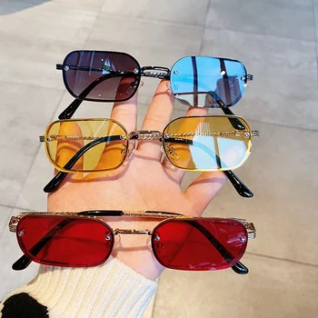 OEC CPO Retângulo sem aro dos Óculos de sol das Mulheres da Moda Candy Color Praça Óculos de sol dos Homens Senhora da Marca do Designer de Tons Negros Óculos