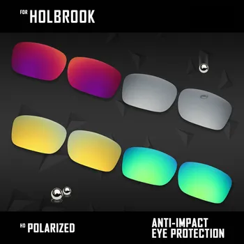 OOWLIT 4 Pares de Óculos Polarizados de Substituição de Lentes para Oakley Holbrook OO9102-Prata & Midnight sun & Ouro e Verde