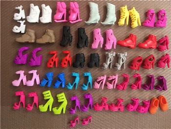 Original Boneca Princesa Sapatos de Crianças DIY Brincando de Boneca Acessórios Coloridos Boneca Sandálias cor-de-Rosa de Prata Branco Preto Boneca Decorações Peças