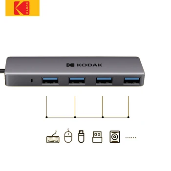 Original Kodak USB2.0 Hub de 4 portas T310A de Alta Velocidade Slim USB Divisor de Hub para o Portátil PS4 Teclado, Mouse Compatível Com PC MacBook