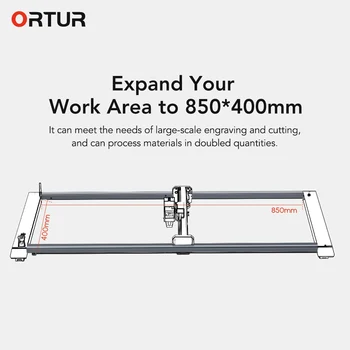 ORTUR Laser Mestre 3 eixo Y-Kit de Extensão de Expansão Vara de Expandir Aumento Maior Área de Trabalho 850x400mm Gravura Máquina de Corte