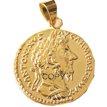 P(14)Moeda Pingente de Marcus Aurelius, Aureus, Roma, 168 ANÚNCIO Banhado a Ouro, Jóias de Moda(diâmetro:20mm)