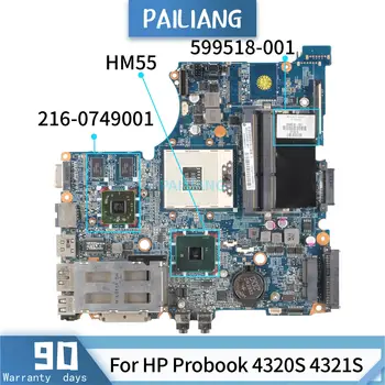 PAILIANG Laptop placa mãe Para o HP Probook 4320S 4321S placa-mãe 599518-001 DASX6AMB8E0 216-0749001 HM57 tesed DDR3