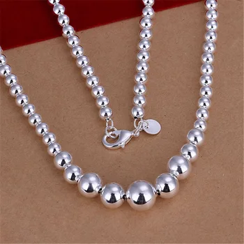 Para as mulheres de casamento encantos de bonito esferas de corrente cor de prata Colar de pérolas tendências da Moda Jóias Presentes N195 , tag
