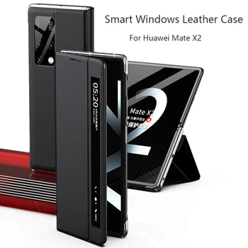 Para Huawei Companheiro X2 5G de Couro Flip Case de Luxo, capa de Couro Para MateX2 Tampa Protetora Com Smart Janela