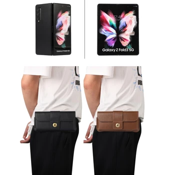 Para Samsung Galaxy Z Dobre 4 3 2 5G Flip do Telefone Bolsa Case Para Galaxy Z Fold3 5g Saco da Cintura à prova de Choque de Couro Tampa do Telefone