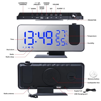Para Xiaomi Mijia Novo Digital do DIODO emissor de despertar Relógio Despertador, área de Trabalho Relógios Electrónicos USB Despertar a Função de Repetição de Rádio FM de Tempo Relógio Projetor