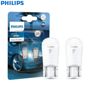 Philips LED Ultinon Pro3000 T10 W5W 6000K Branco Sinal de volta Lâmpadas do Interior do Carro DIODO emissor de Luz de Leitura Lâmpadas 11961U30CWB2, Par