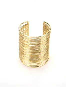 Placa de ouro Personalidade luxo de heavy metal de arame de alta qualidade pulseira de Alta qualidade da liga de acessórios da jóia para a mulher
