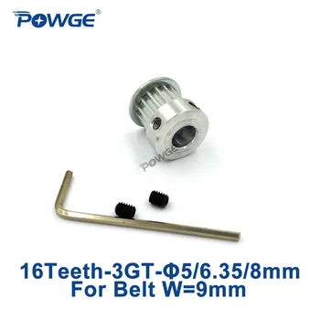 POWGE 1pcs 3GT de Temporização Polia de 16 Dentes Furo de 5 mm 6.35 mm 8 mm para a largura de 9mm GT3 3MGT Abrir a Correia Pequena Folga 3GT polia 16T 16Teeth