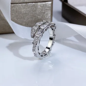 Prata 925 Feminino Doce Anel do Dedo de Luz Branca Zircão Elegante Animal Círculo do Anel para a Mulher Menina Clássico Jóias Anéis