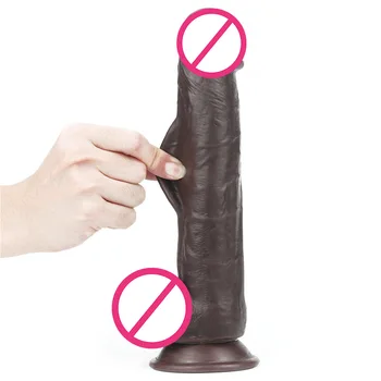 Prepúcio preto Dildo Anal enorme Realista Vibrador Pênis com ventosa Vaginal G-spot Lésbicas Erótico Adulto Brinquedos do Sexo Anal