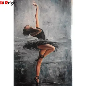 Produto quente 5D DIY Diamante Pintura, Bordado Bailarina de Ballet Cisne Negro Completa Praça de Strass Mosaico de Ponto de Cruz, Decoração de Casa