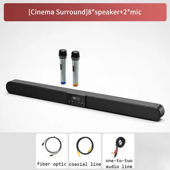 Profissional de Karaoke Sistema Com 2*MIC Barra de Som DSP de Áudio do Microfone do Karaoke Bluetooth 8*alto-Falante de Karaoke Canal 5.1