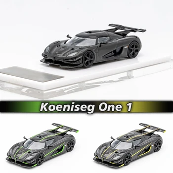 Pré-venda de HKM 1:64 Koeniseg 1 Carbono Verde Amarelo Liga de Diorama Modelo de Carro de Coleção de Miniatura de Carros Brinquedos Sem Estoque