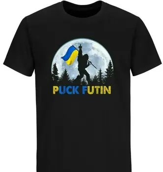 Puck Futin Ucrânia T-shirts Ucrânia Bandeira Sasquatch Big Foot Impresso t-shirts Para os Homens de tamanho S-3XL Frete Grátis