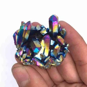 Quartzo Cristal Arco-Íris De Titânio Cluster De Decoração De Casa De Espécimes Minerais Reiki Pedra De Artesanato Ornamento De Reiki De Cura Raro