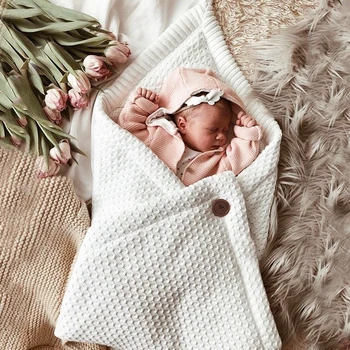 Quente Cobertor Do Bebê Recém-Nascido Swaddle Envoltório Macio Infantil Saco De Dormir De Malha Envelope Para Acessórios Do Carrinho De Criança De Receber Cobertor