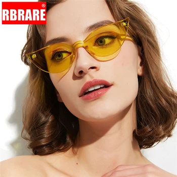 RBRARE de Moda, Óculos estilo Olho de Gato Mulheres Modis Siamese Óculos de Sol Candy Color Transparente Okulary Férias Lentes De Sol Mujer