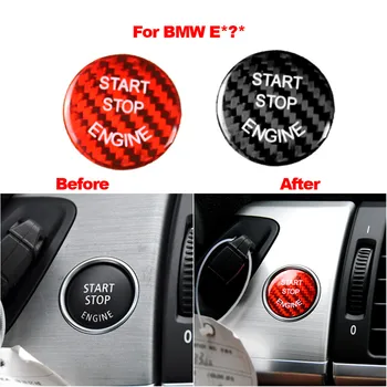 Real de fibra de carbono, Motor de arranque, botões de parada de decoração adesivo de carro de moldagem guarnições para a BMW E60 E90 E92 E87 E63 E82 E70 E71