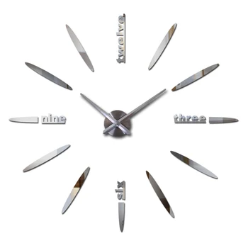 Real limitado relógio de Quartzo de grande diy 3d espelho adesivo de parede de Metal relógio de arte moderna relógios decoração home frete grátis
