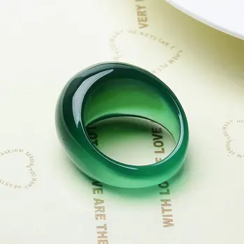 Real verde jade ring cristal de calcedônia anel da cauda ágata anéis de homens, mulheres jóia da sorte de pedra jade dedo o anel marca a pedra preciosa rubi
