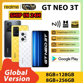 realme GT NEO 3T Versão Global Snapdragon 870 5G 80W SuperDart de carregamento NFC 6.62