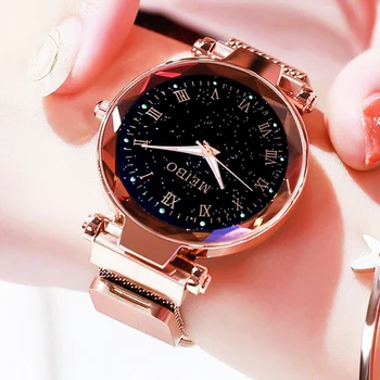 reloj mujer 2022 Moda as Mulheres Céu Estrelado Relógios Magnético Cinto de Malha de Assistir a Mulher de Vestido Luminoso do relógio de Pulso de Quartzo zegarek damski