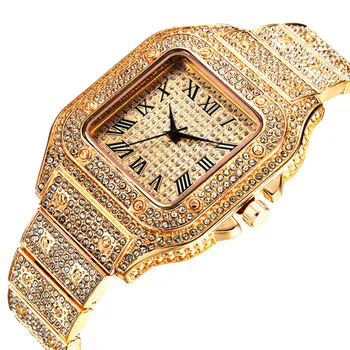 Relógios para Homens, Mulheres, Luxo Gelado Fora Relógio de Ouro do cristal de Quartzo Praça relógio de Pulso Hip Hop Homens do Relógio Relógio a Granel, por Atacado