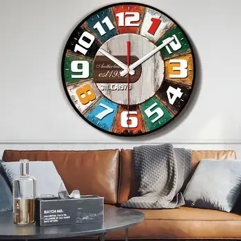 Retro clássico Relógio de Parede Criativo de Madeira Silenciosa de 12 polegadas Pendurado Relógios Adequado Café-Bar Sala de estar Decoração da Parede Livre do transporte