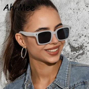 Retro Quadrado Preto Lente de Óculos de sol das Mulheres da Marca de Luxo Designer de Moda Retângulo Óculos Homens Exterior Oculos De Sol UV400