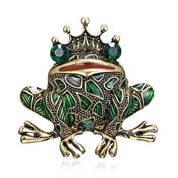 Rinhoo Cristal Sapo Broches para as Mulheres de Cor Verde Animal Broche de Luxo Jóia do Vintage Casaco Acessórios Bijuterias FrogKing