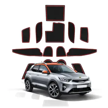 RUIYA Porta do Carro Groove Tapete Para Stonic 2018 2019 2020 Anti-Derrapante à Prova de Poeira Portão de Fenda de Almofadas Auto Acessórios de decoração Vermelha 15 Pcs